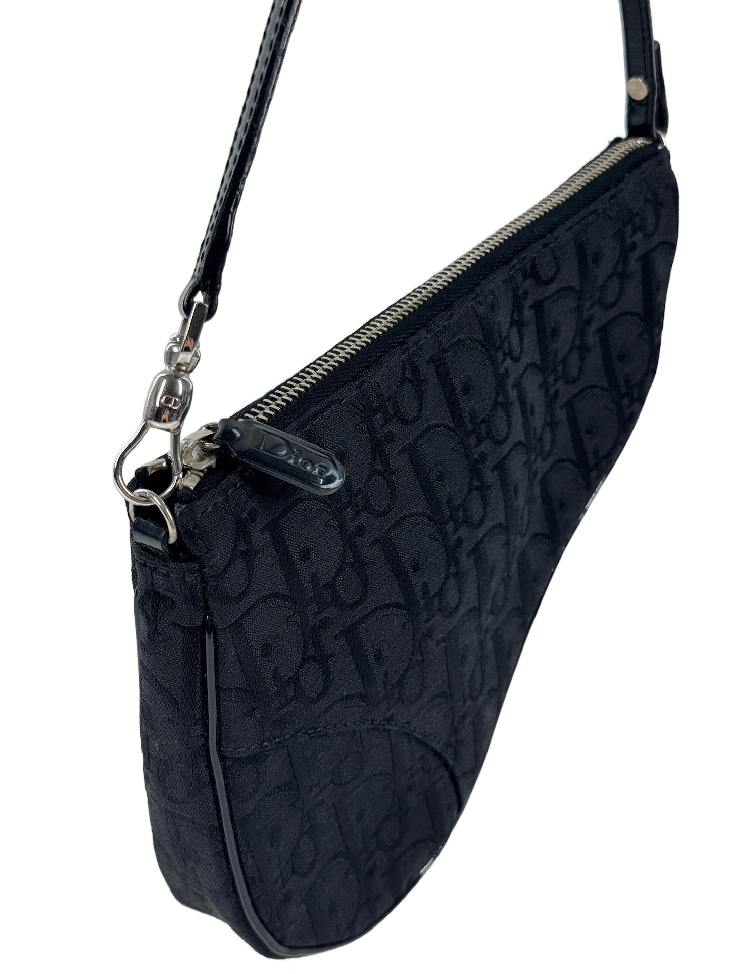 Dior Vintage 2006 Black Diorissimo Monogram Canvas Mini Saddle Bag