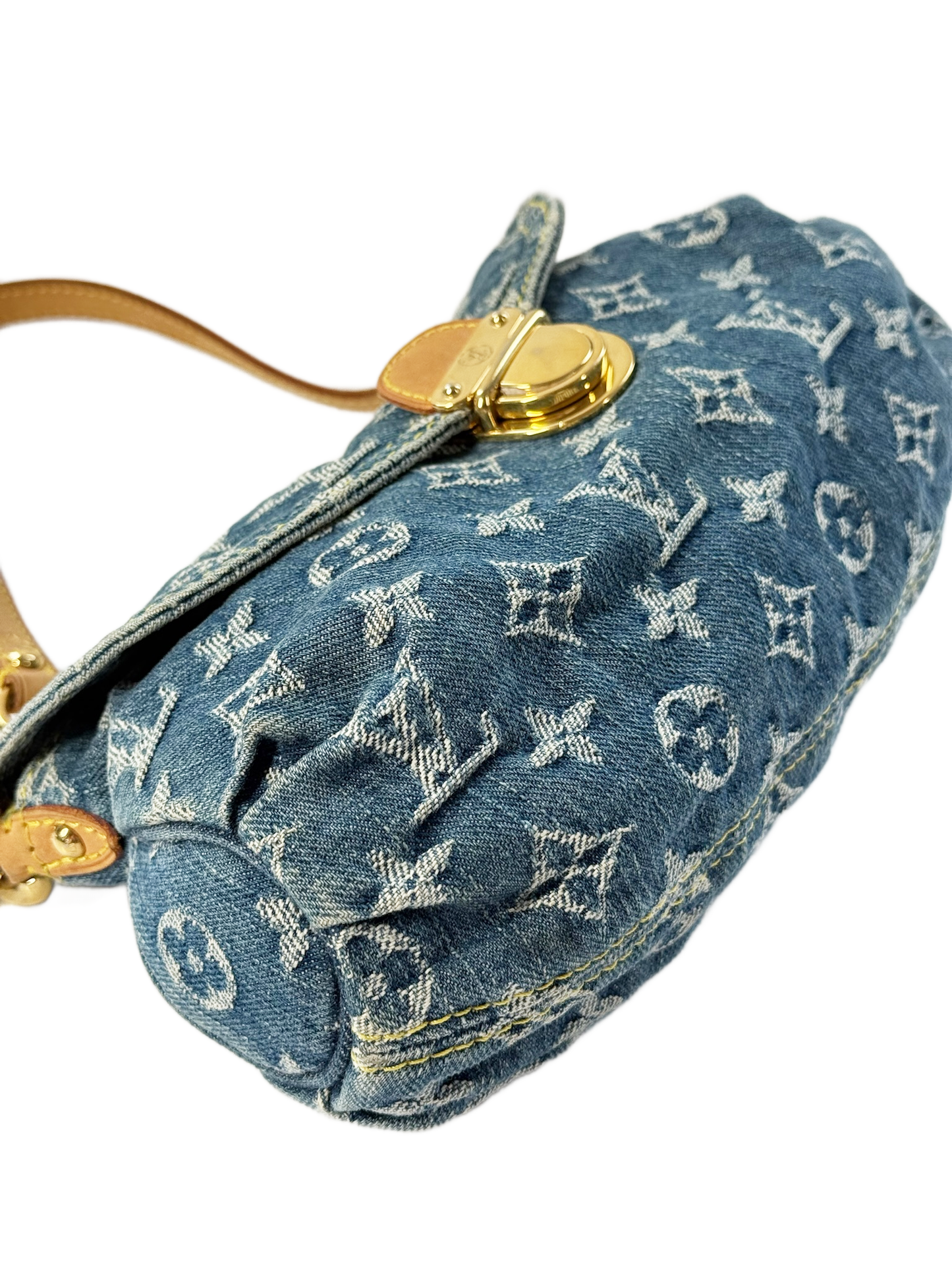 Louis Vuitton Vintage Blue Denim Monogram Mini Pleaty Pochette Shoulder Bag