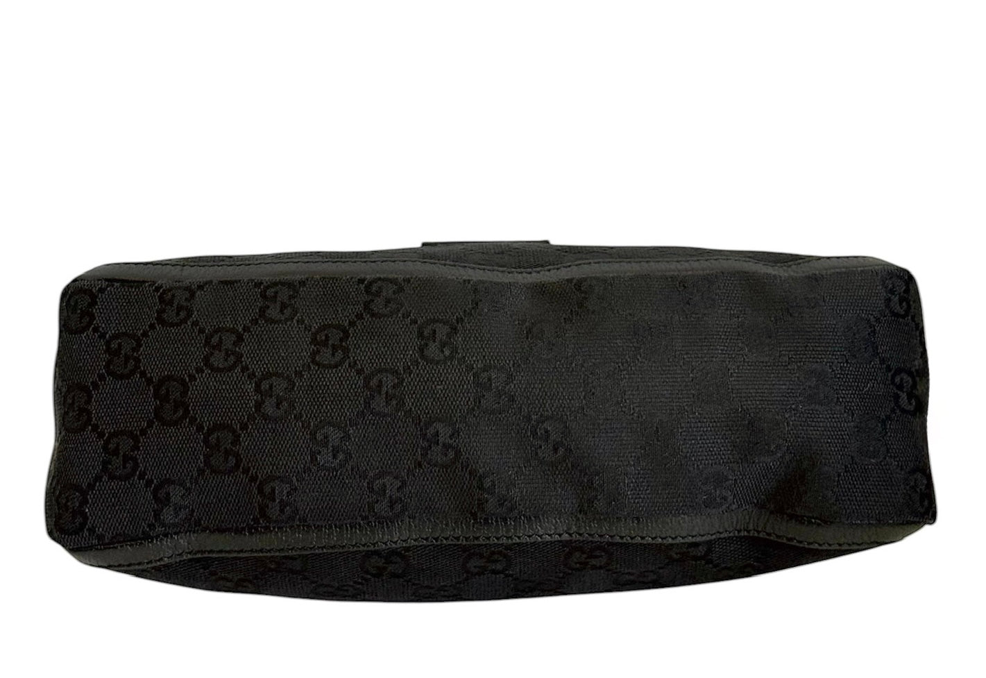 Gucci Vintage Black GG Monogram Canvas Round D Ring Abbey Pochette Bag 