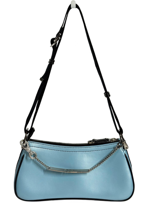 Dior Vintage 2003 Blue Coated Hardcore Crystal Pendant Logo Shoulder Crossbody Bag