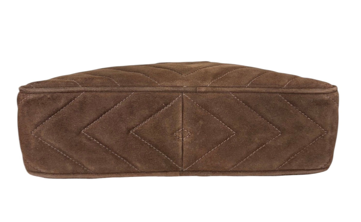 Chanel Vintage 90s Brown Suede Diamond Quilted Camera Bag with Tassel with 24K GPHW