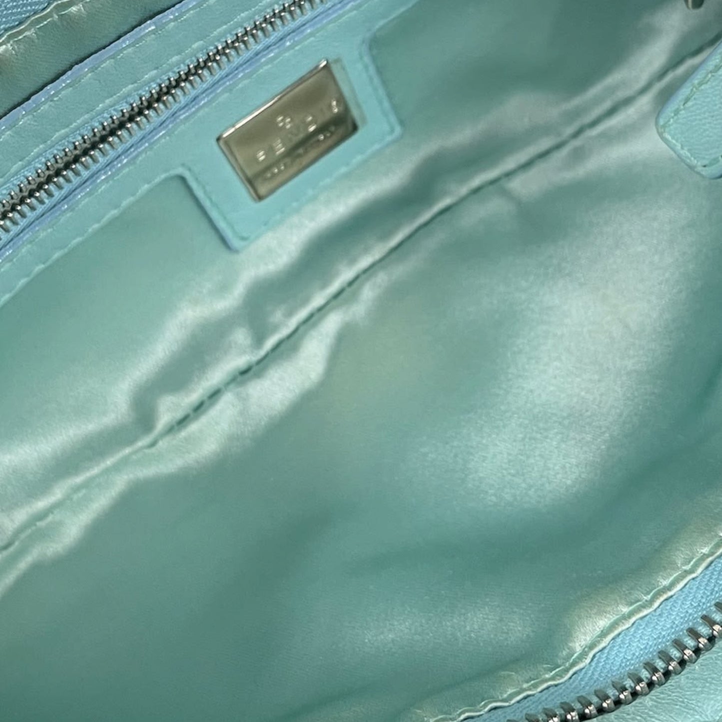 Fendi Vintage Bicolor Blue & Purple Lambskin Flat Baguette Pochette with Swirl Design Buckle