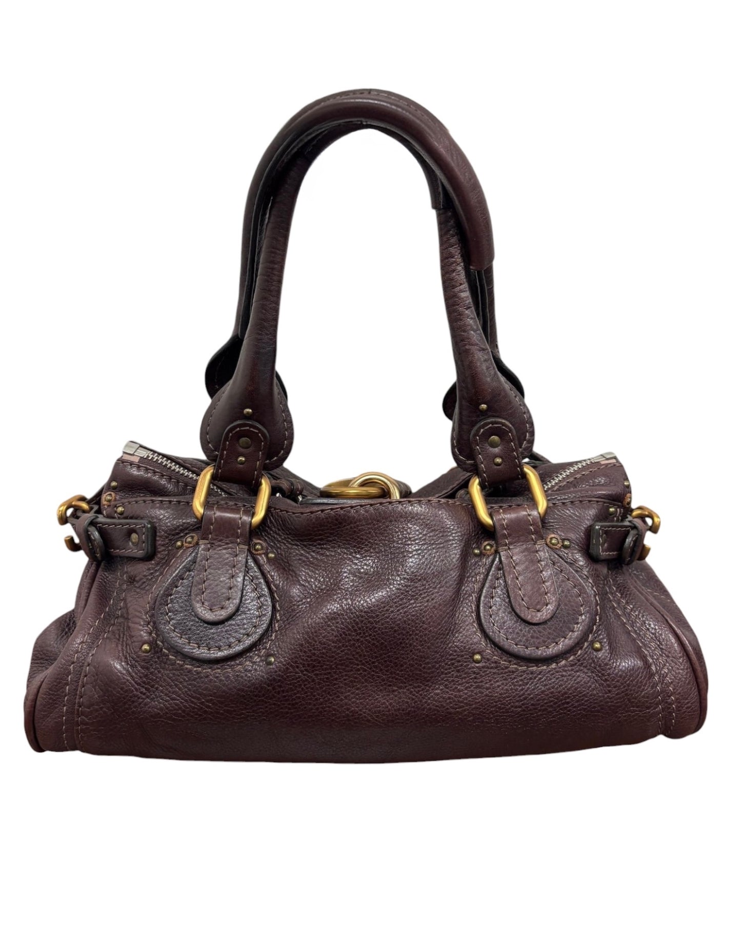 Chloe Vintage Chocolate Brown Calfskin Medium Paddington Shoulder Bag