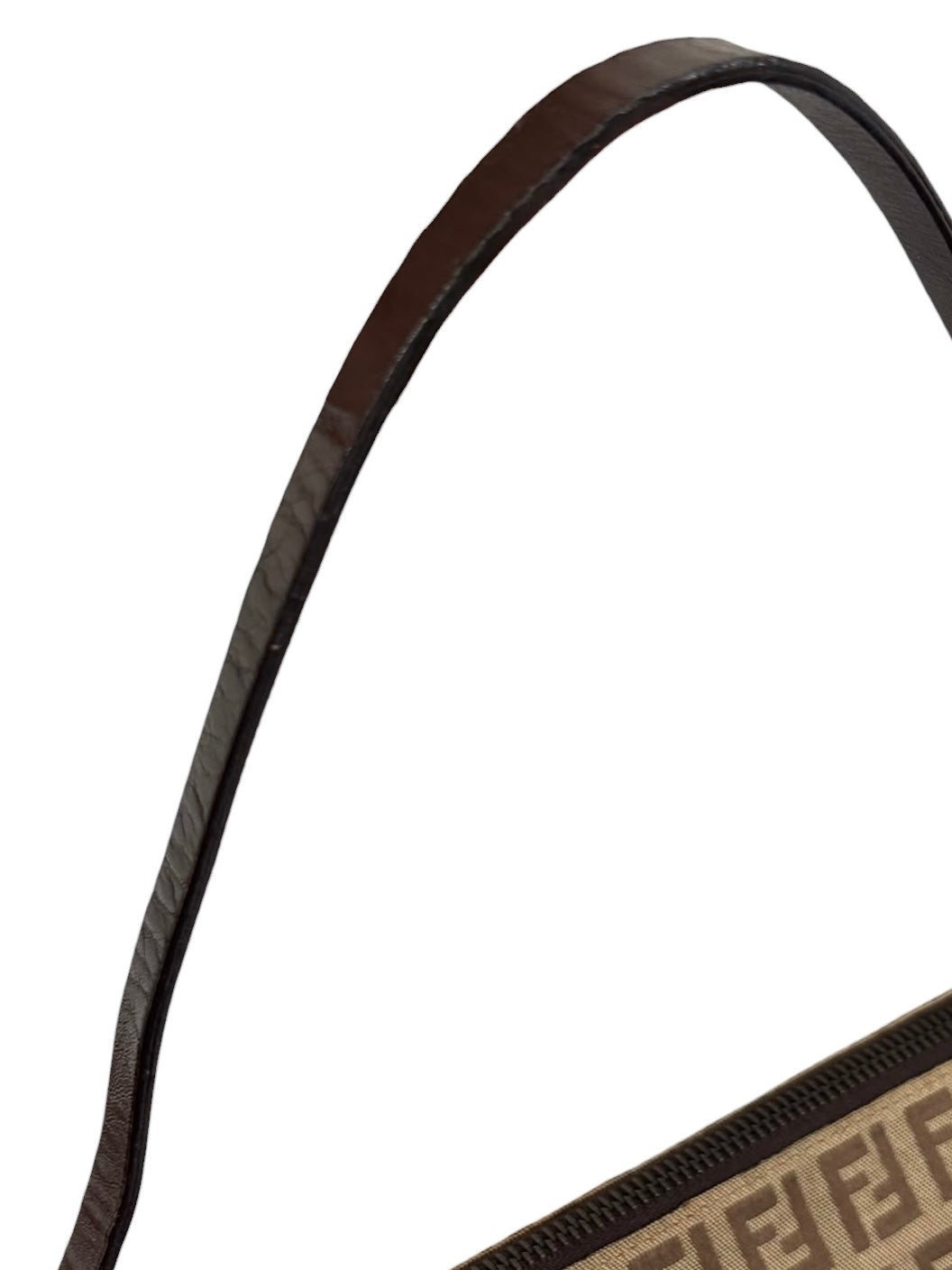 Fendi Vintage Light Brown Zucchino Zucca Monogram Small Half Moon Shoulder Pochette Bag
