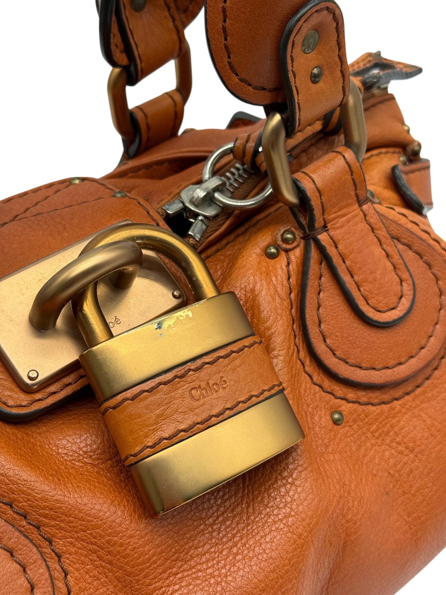 Chloé Vintage Orange Calfskin Medium Paddington Shoulder Bag