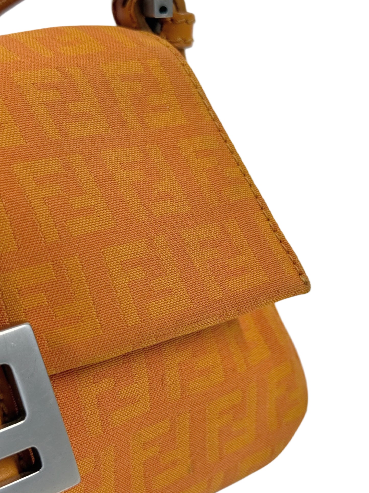 Fendi Vintage Orange Zucchino Zucca Monogram Mini Mamma Shoulder Baguette Bag