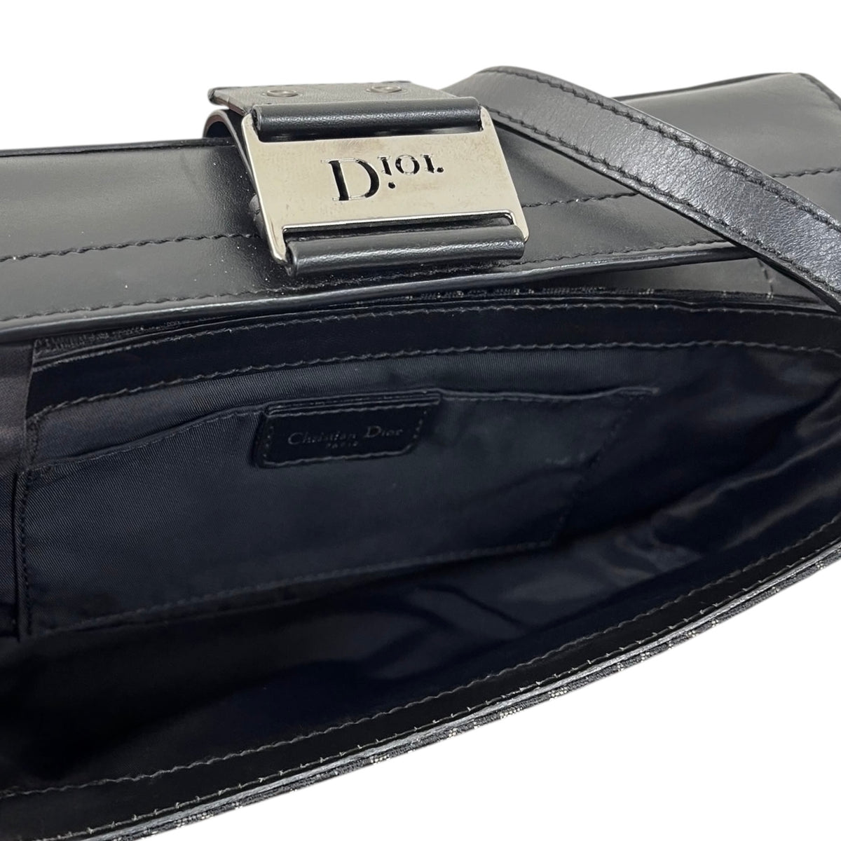 Dior Vintage 2003 Black Diorissimo Monogram Small Street Chic Columbus Shoulder Pochette Bag