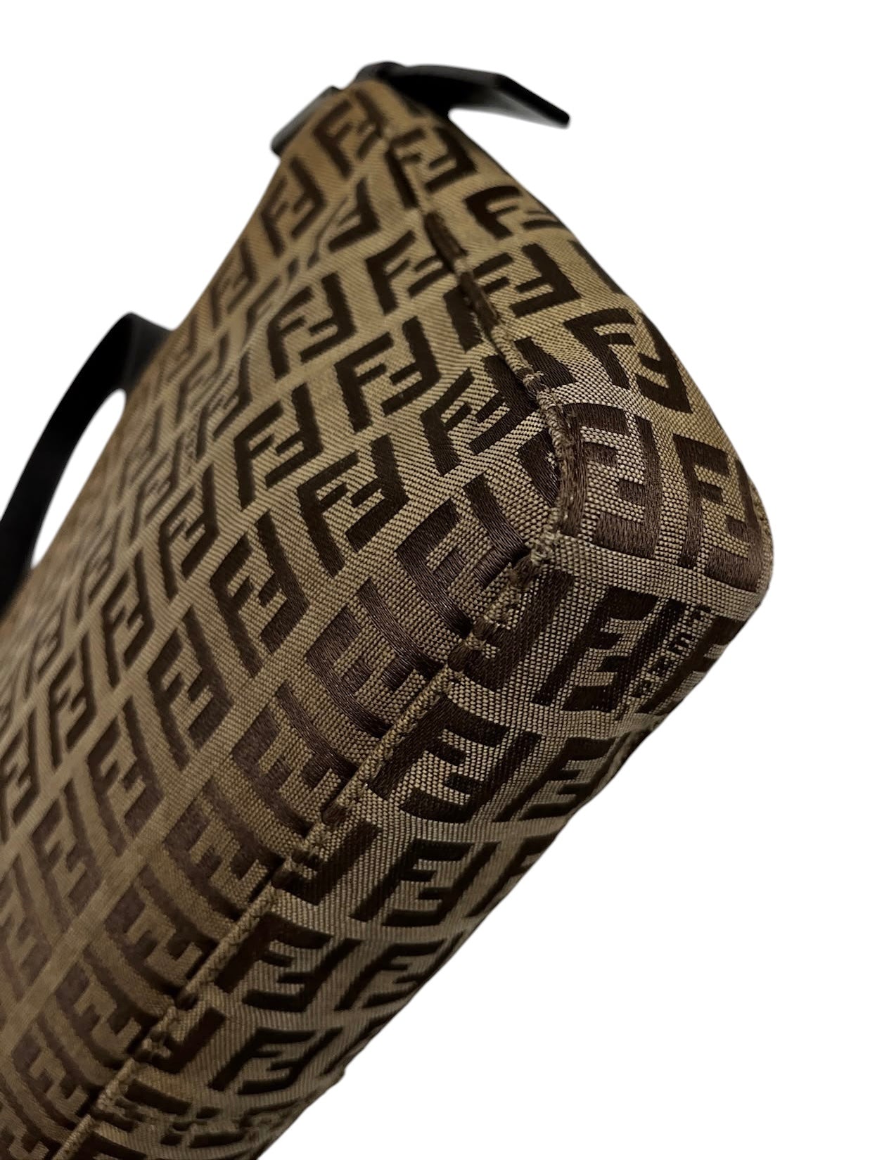 Fendi Vintage Light Brown Zucchino Zucca Monogram Medium Flat Shoulder Pochette Bag 