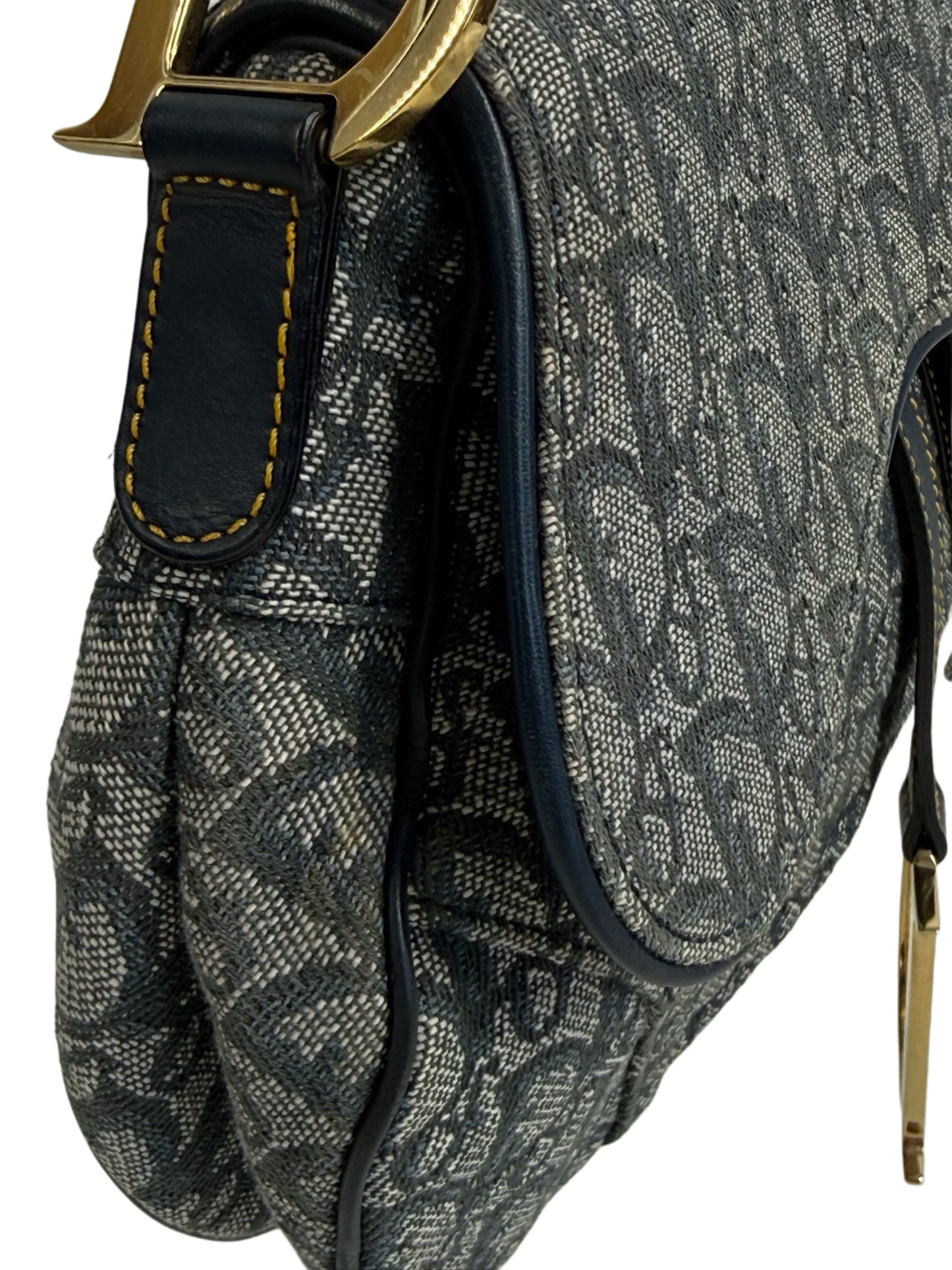 Dior Vintage 2000 Blue Trotter Monogram Medium Saddle Bag