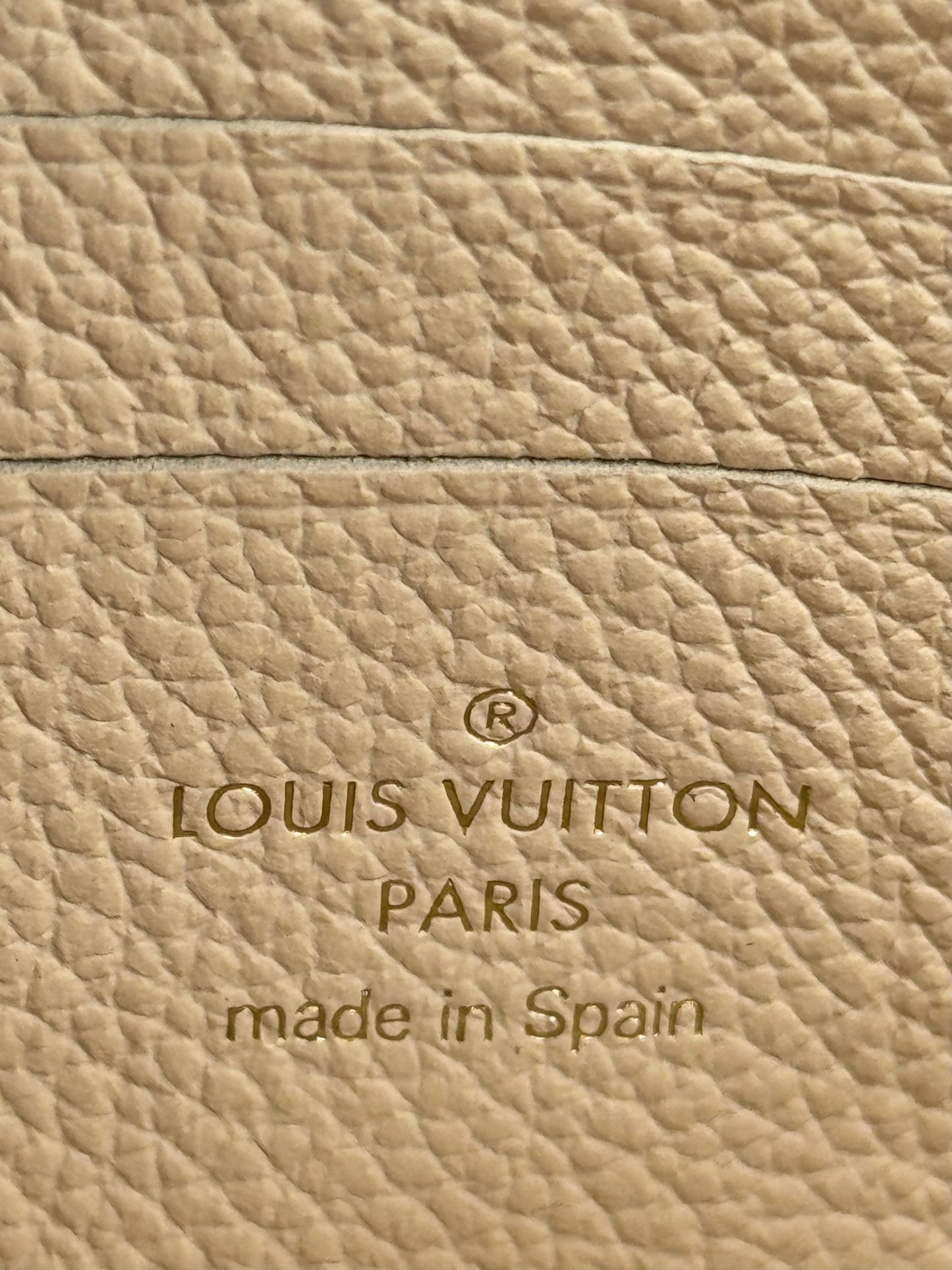 Louis Vuitton Beige & Rose Creme Monogram Empreinte Leather Double Zip Pochette Chain Bag