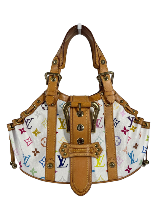 Louis Vuitton Vintage 2004 Takashi Murakami Blanc / White Multicolor Monogram Theda PM Handbag 