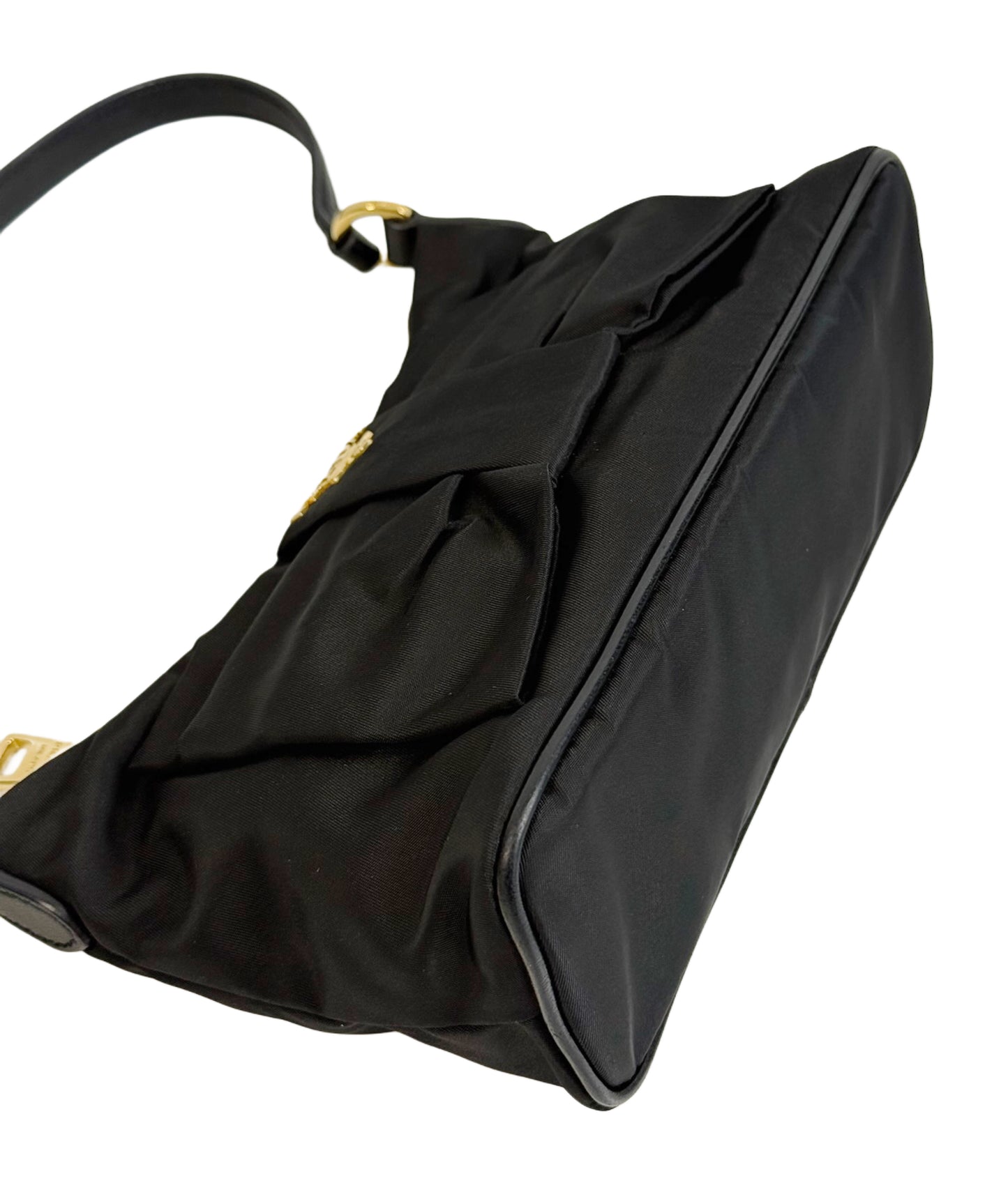 Prada Vintage Black Nylon Bow Mini Shoulder Bag