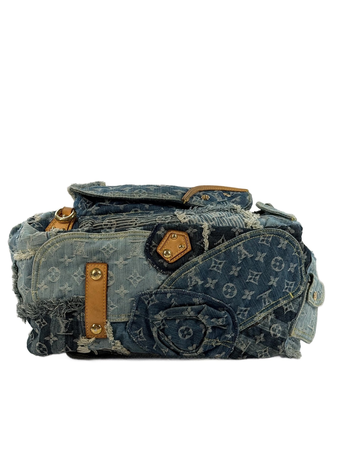 Louis Vuitton Vintage 2007 Blue Denim Monogram Patchwork Bowly Bag