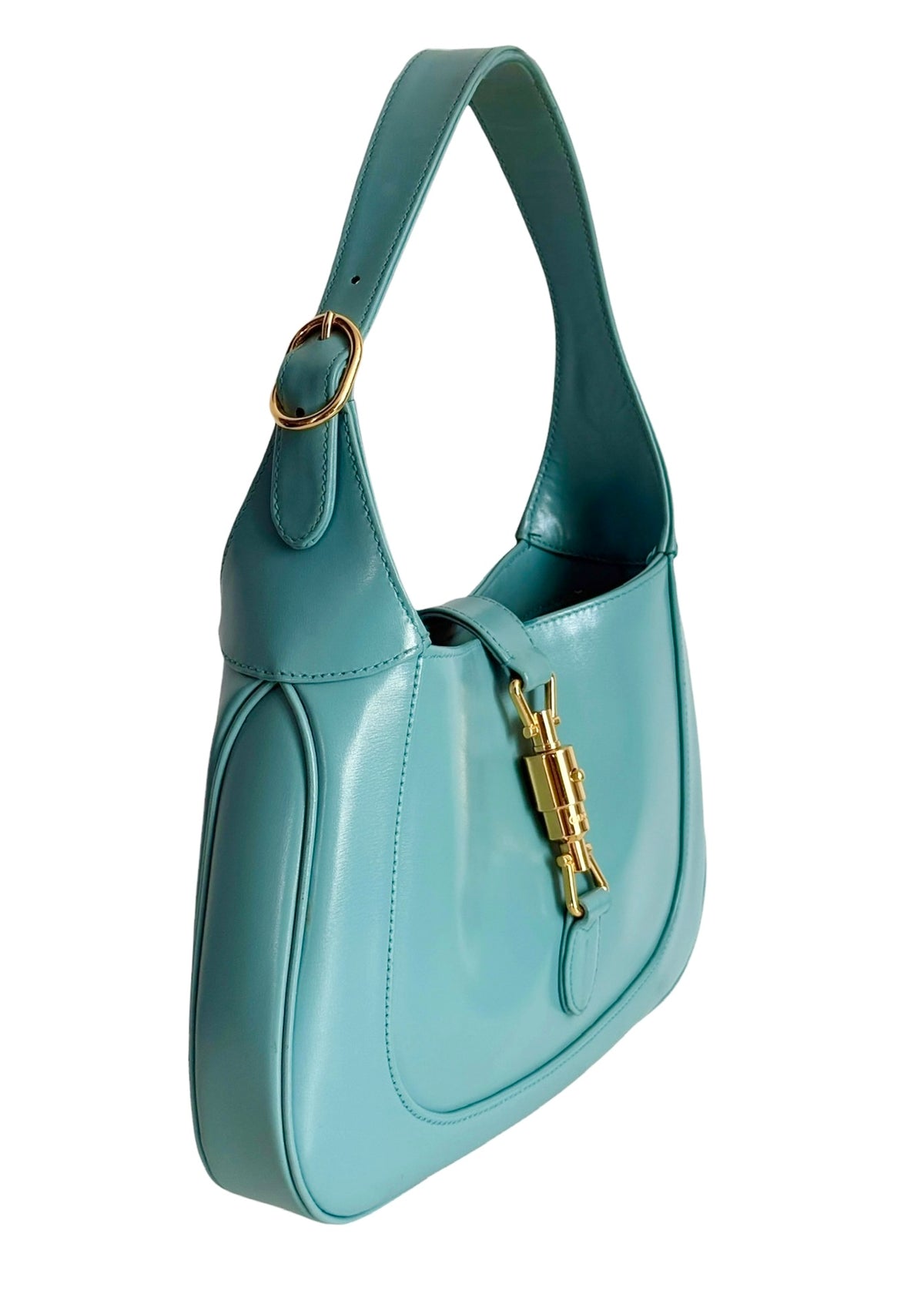 Gucci Teal Blue Leather 1961 Small 2-Way Jackie Shoulder Bag with Adjustable Long Strap