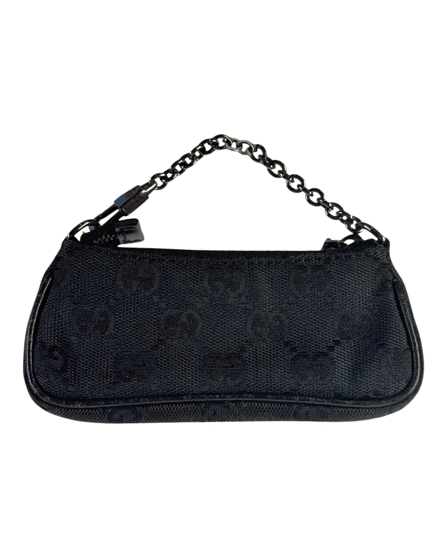 Gucci by Tom Ford Vintage Black GG Monogram Micro Mini Horsebit Coin Purse Bag Charm