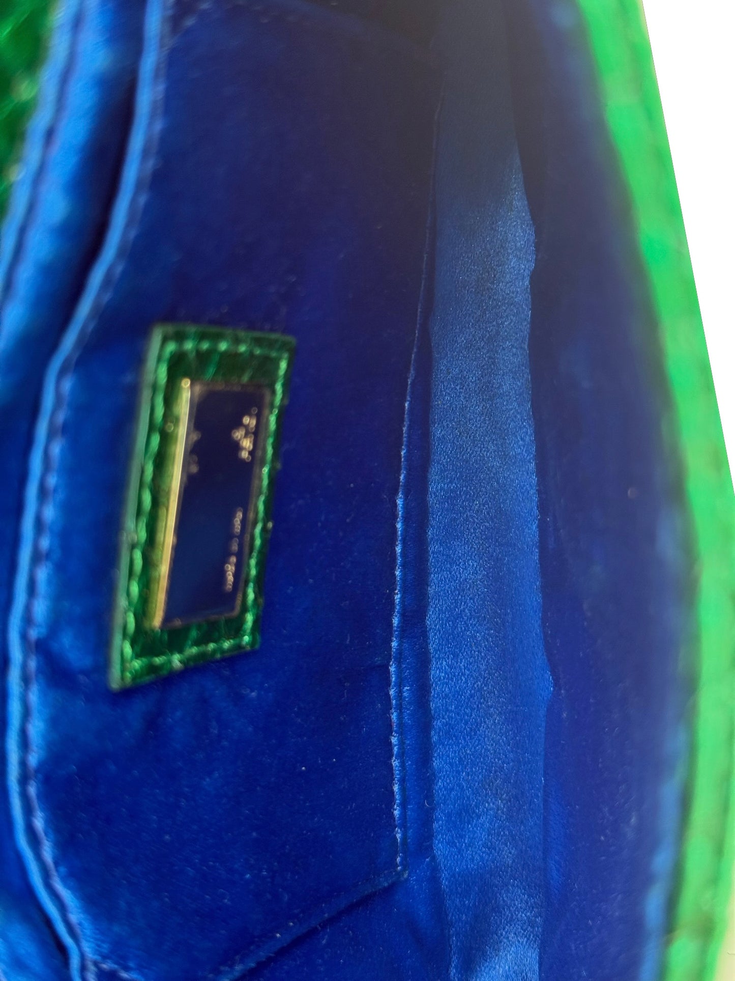 Fendi Vintage Green Snakeskin Mini Shoulder Baguette Bag