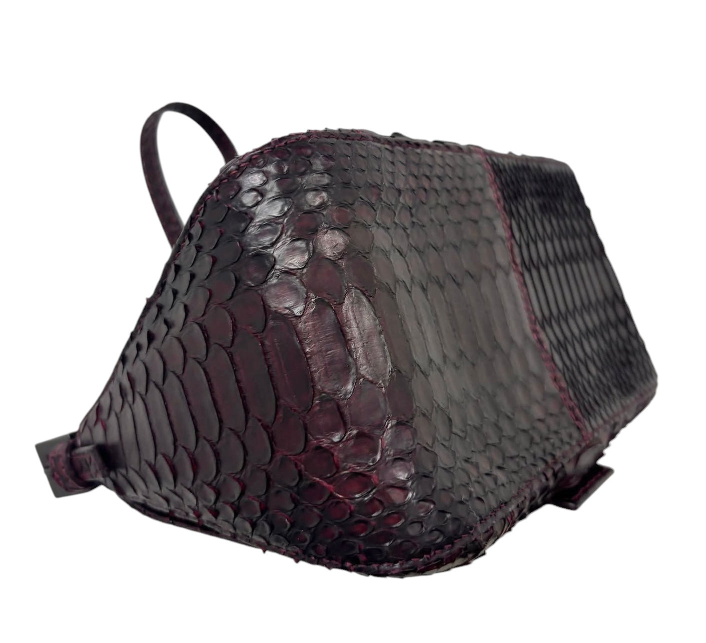 Fendi Vintage Bordeaux Python Leather Jeweled Logo Mini Mamma Shoulder Baguette Bag