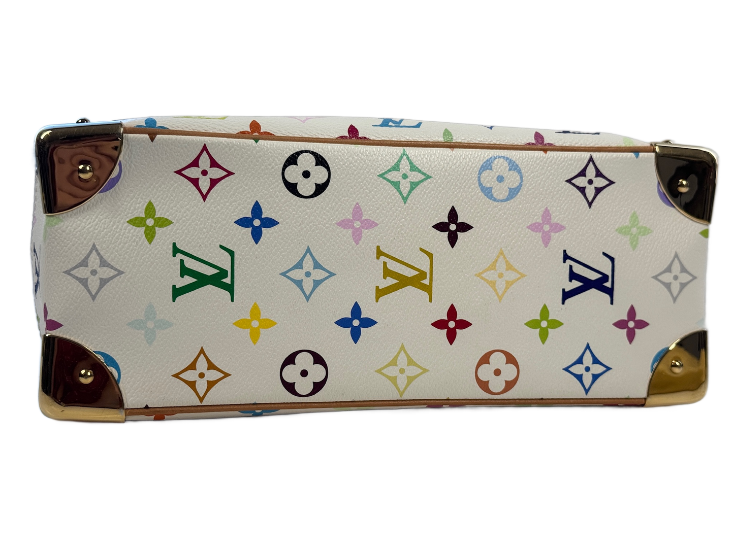 Louis Vuitton Vintage 2005 Takashi Murakami Blanc / White Multicolor Monogram Trouville Top Handle Bag