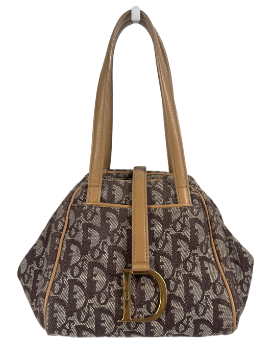 Dior Vintage 2002 Brown Trotter Monogram Canvas Origami Top Handle Bag