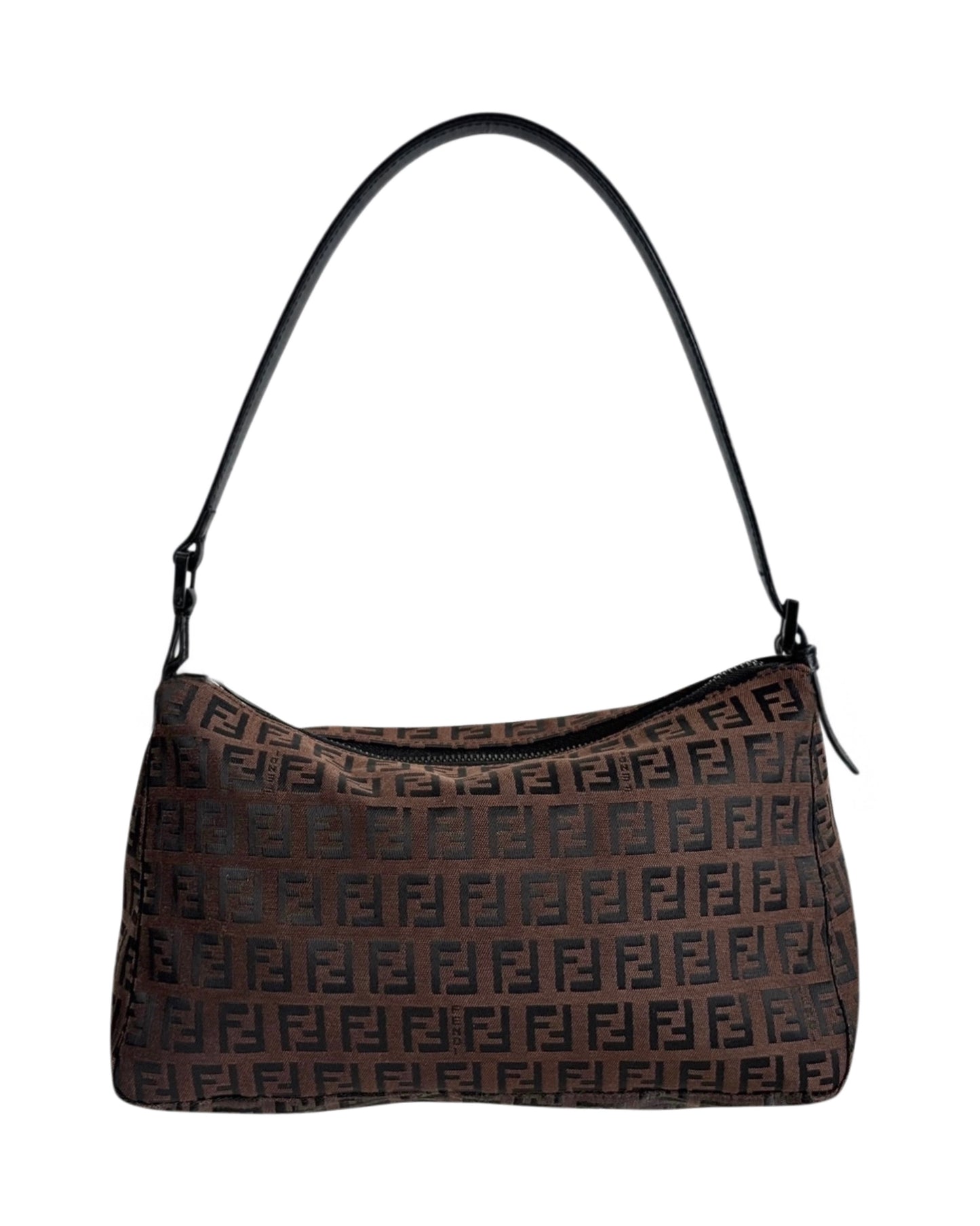 Fendi Vintage Dark Brown Zucchino Zucca Monogram Medium Shoulder Pochette Bag