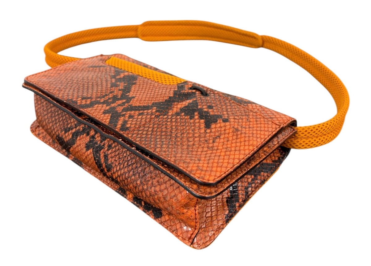 Miu Miu Vintage 1999 Orange Python Mesh Small Shoulder Pochette Bag