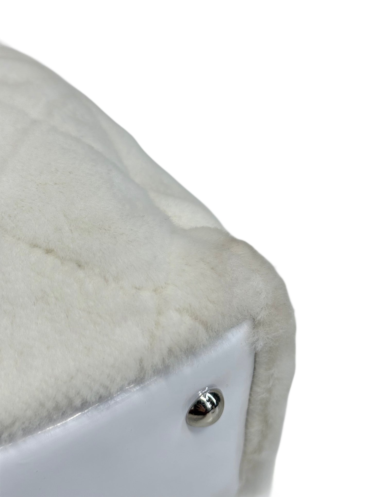 Chanel Vintage White Quilted Fantasy Fur Camellia Tote Bag