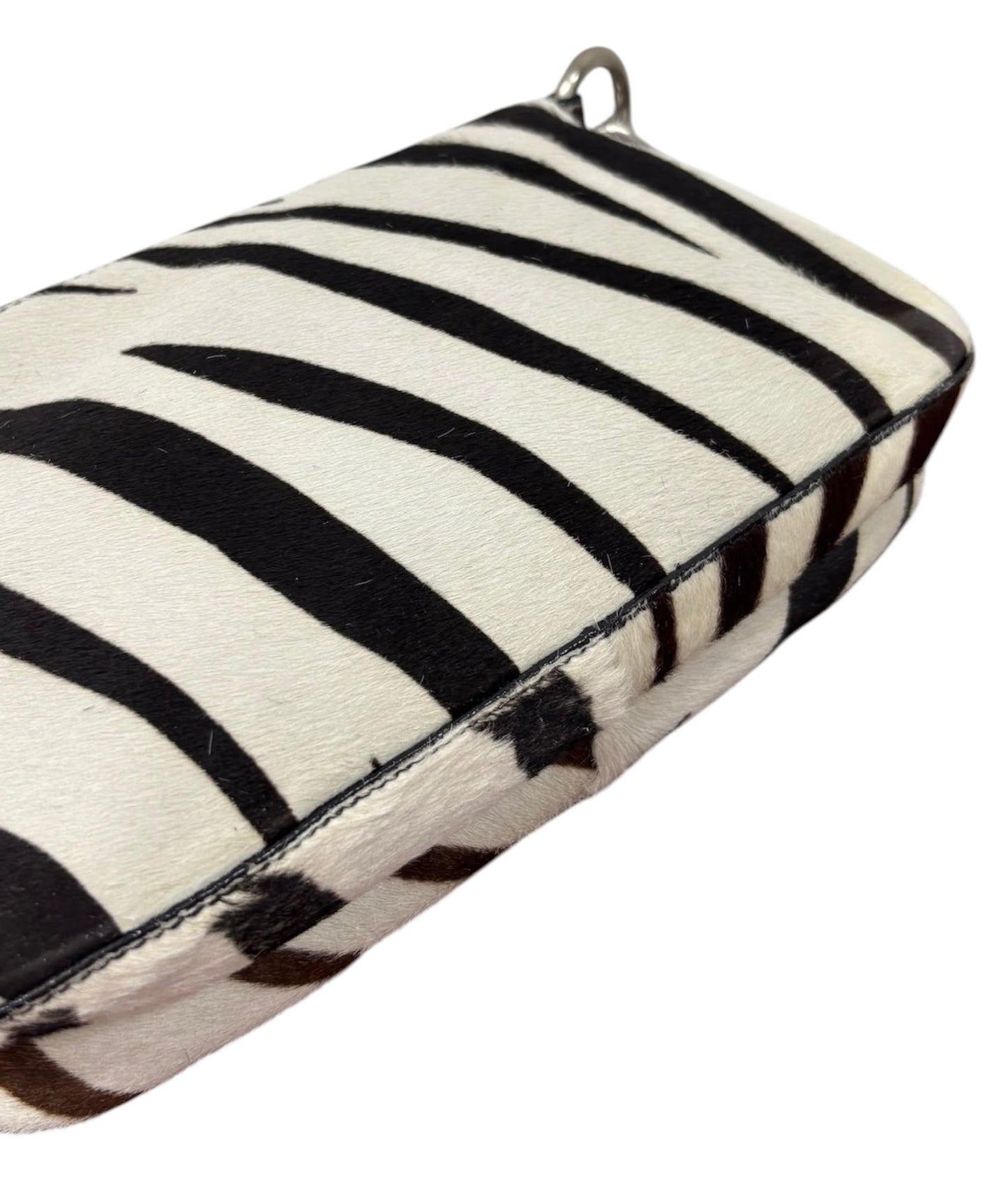 Prada Vintage Zebra Print Pony Hair Cavallino Small Shoulder Bag