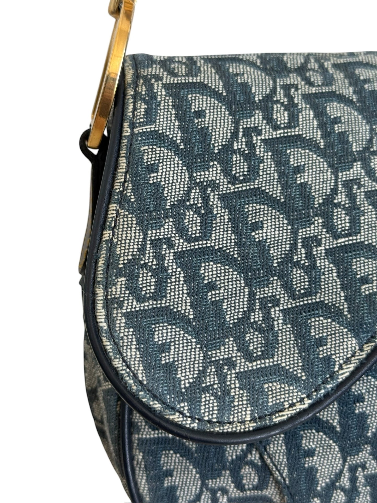 Dior Vintage 2002 Blue Trotter Monogram Double Saddle Bag