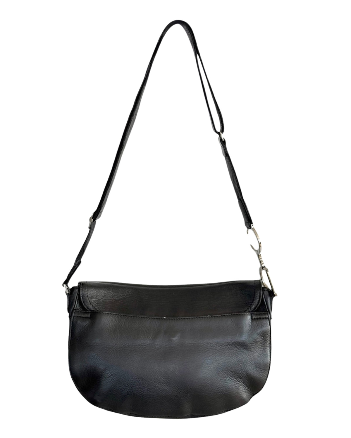 Dior Vintage 2002 Black Leather Messenger Adjustable Shoulder Crossbody Saddle Bag