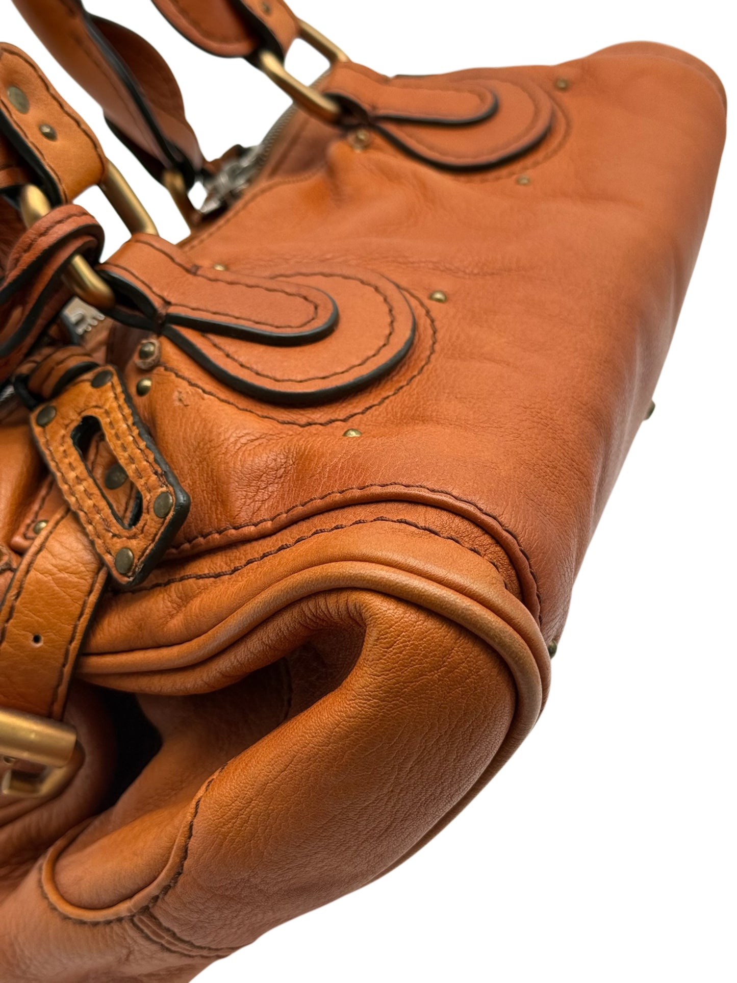 Chloé Vintage Orange Calfskin Medium Paddington Shoulder Bag