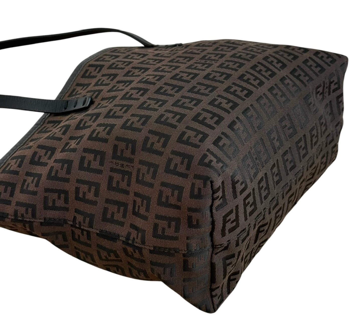 Fendi Vintage Dark Brown & Black Zuccchino Zucca Monogram Mini Small Shoulder Tote Bag