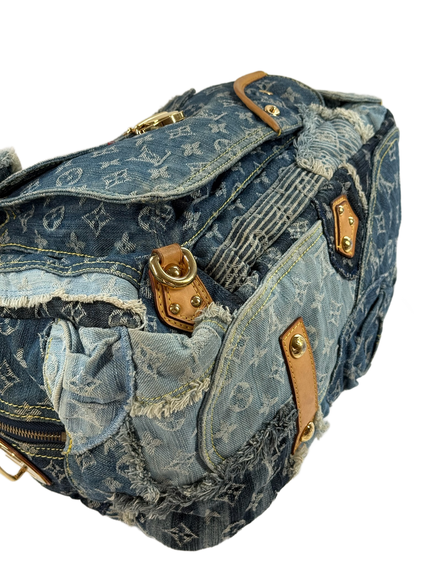 Louis Vuitton Vintage 2007 Blue Denim Monogram Patchwork Bowly Bag