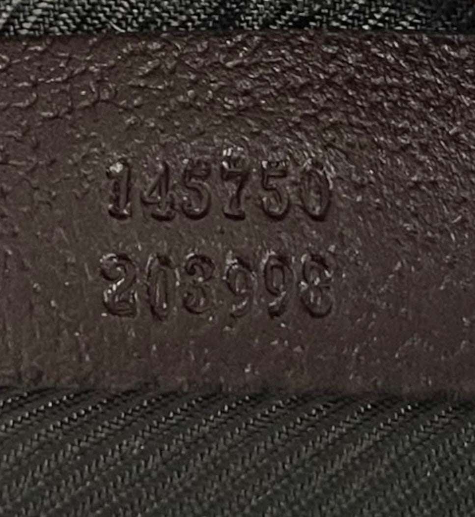 Gucci Vintage Brown GG Monogram Brown Leather Trim Abbey Pochette Shoulder Bag