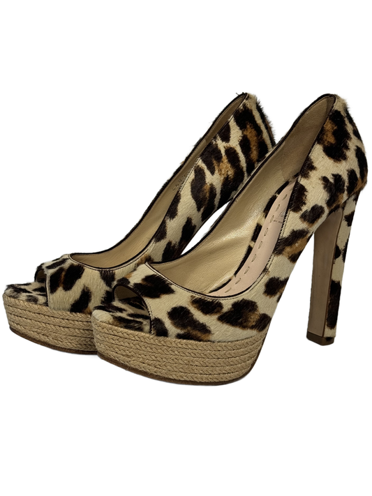 Miu Miu Vintage Ponyhair Leopard Espadrille Pump Heels - Size 36.5