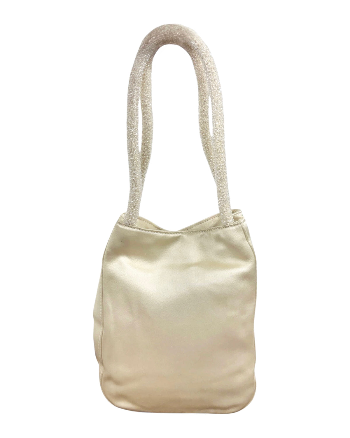 Gucci Vintage Ivory Satin GG Beaded Mini Evening Bag