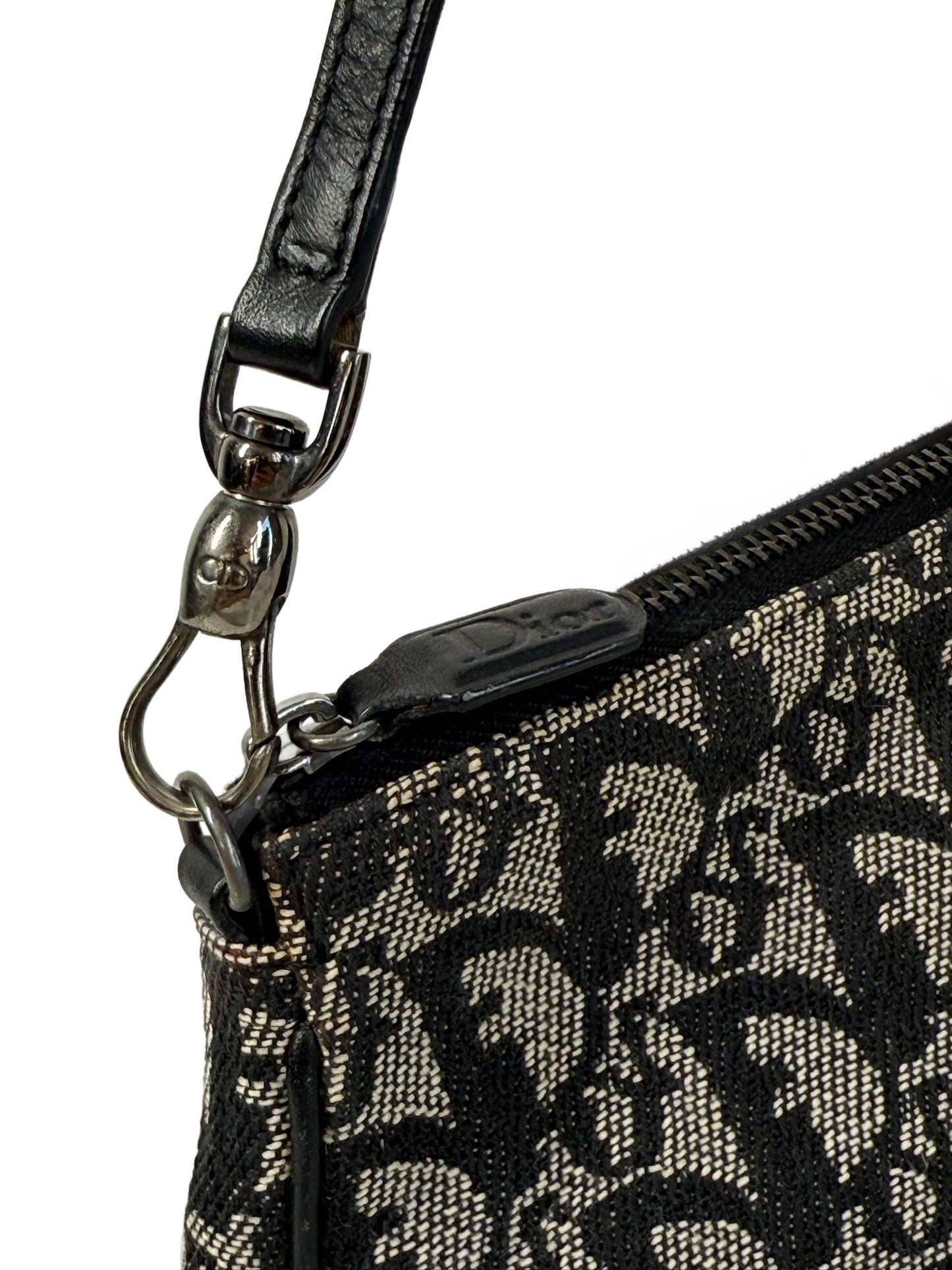 Dior Vintage 2002 Black Trotter Monogram Mini Saddle Pochette Shoulder Bag