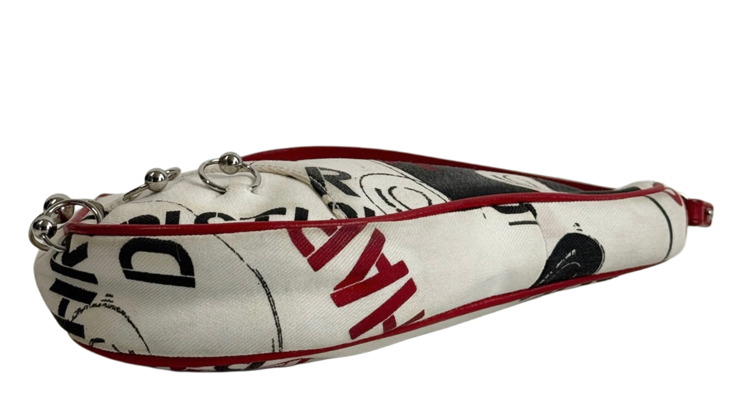 Dior Vintage 2004 White Red & Black Hardcore Piercings Mini Saddle Pochette Bag