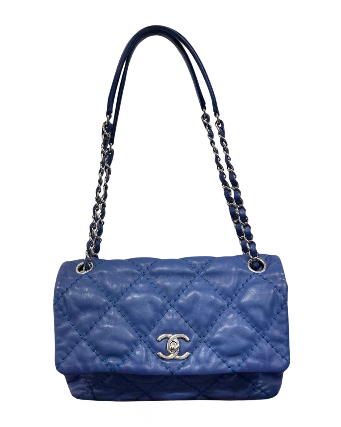 Chanel Royal Blue Quilted Calfskin Love Me Tender Medium Shoulder Flap Bag