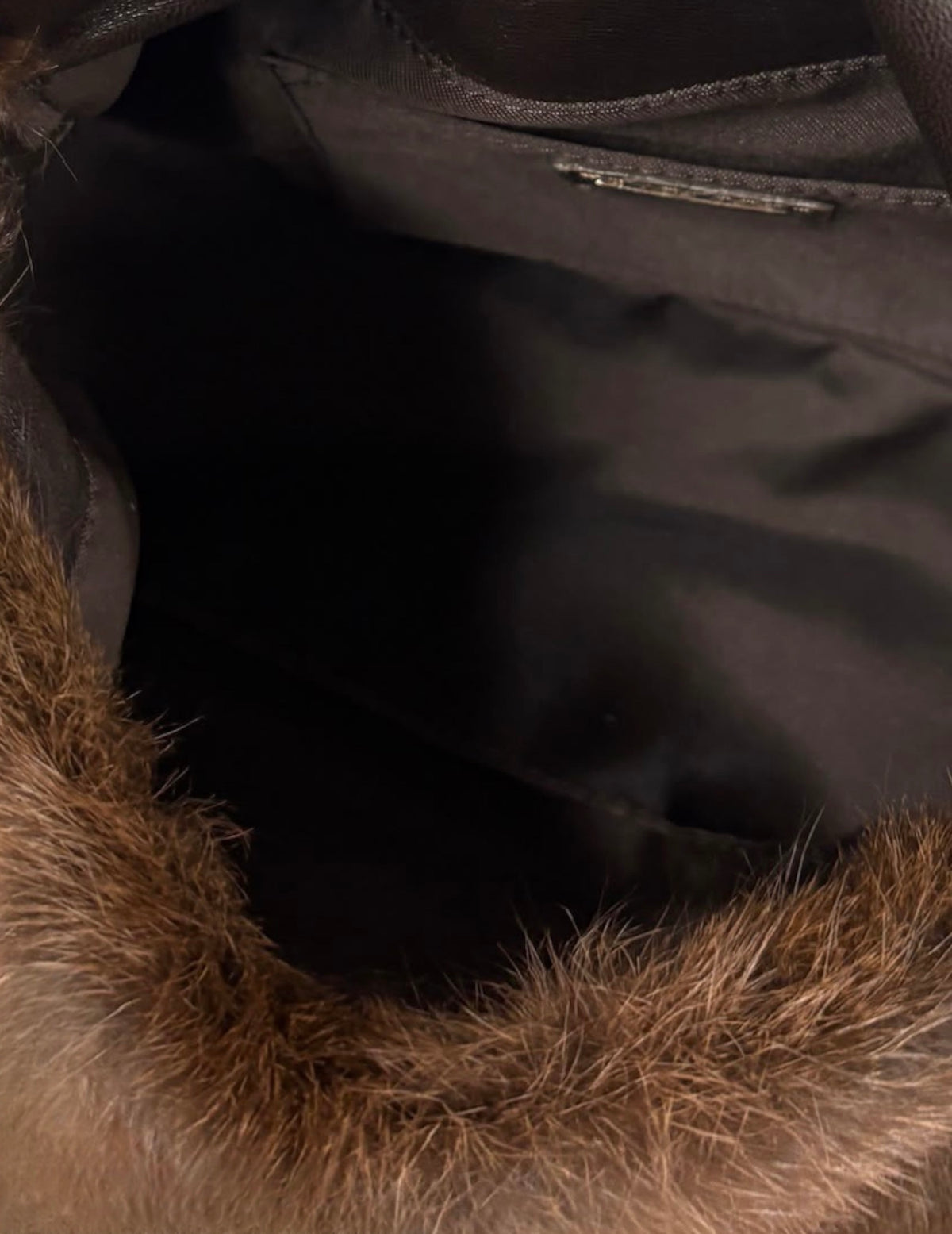 Fendi Vintage Brown Rabbit Fur Python Trim Mini Mamma Shoulder Baguette Bag