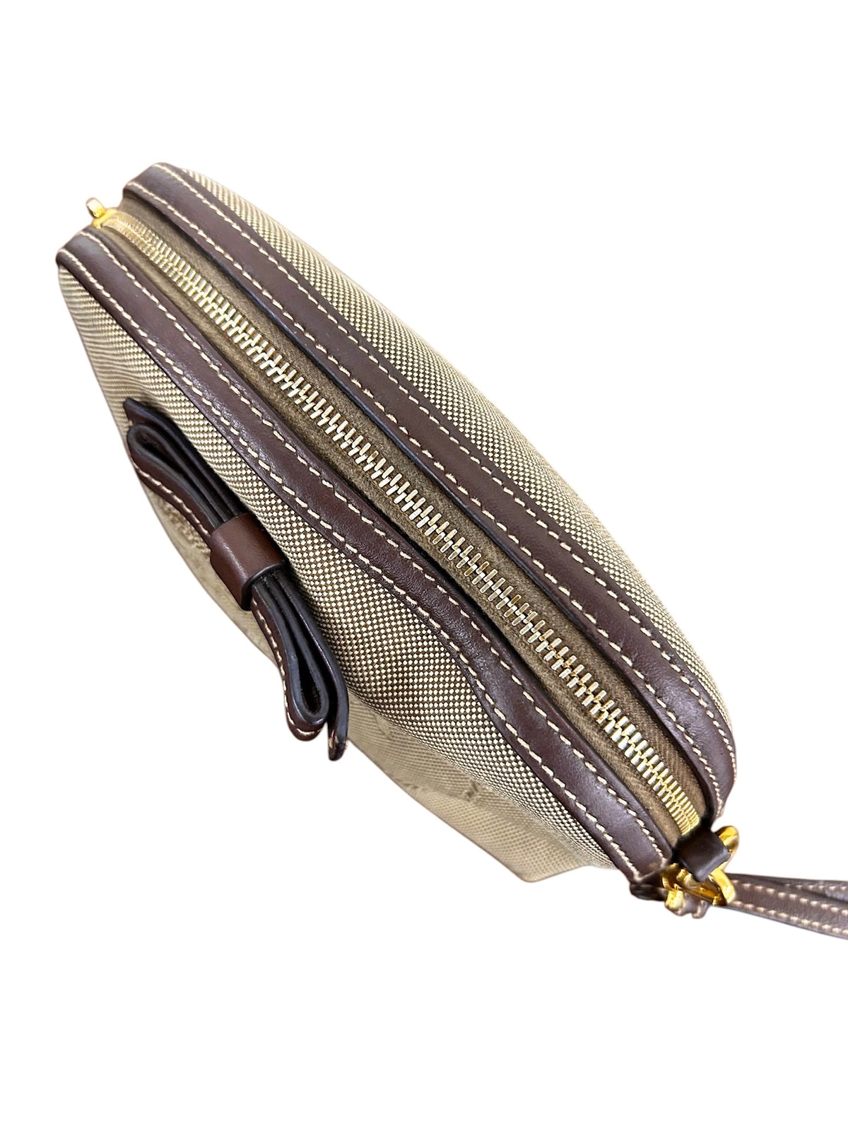 Prada Vintage Brown Jacquard Canapa Logo Small Wristlet Clutch Pochette