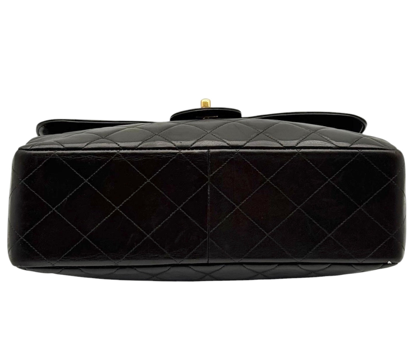 Chanel Vintage 90s Black Lambskin Two-Faced Double Sided Maxi Flap Bag with 24K GPHW