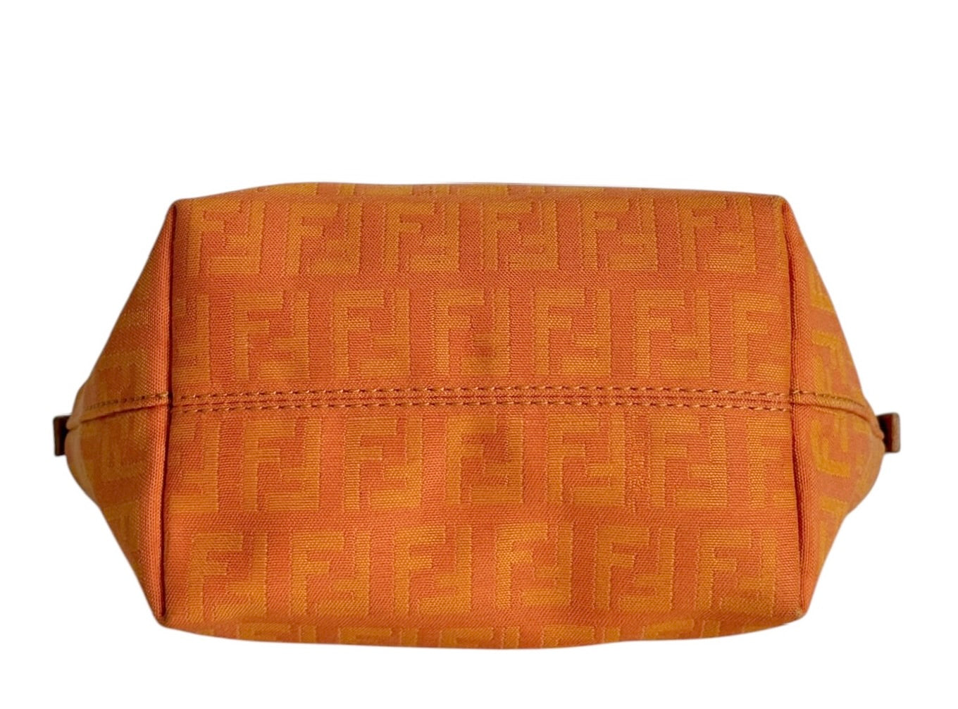 Fendi Vintage Orange Zucchino Zucca Monogram Mini Bucket Pochette Bag 