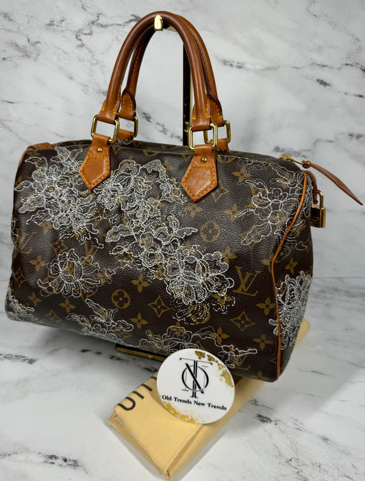 Louis Vuitton Vintage Monogram Silver Dentelle Lace Speedy 30