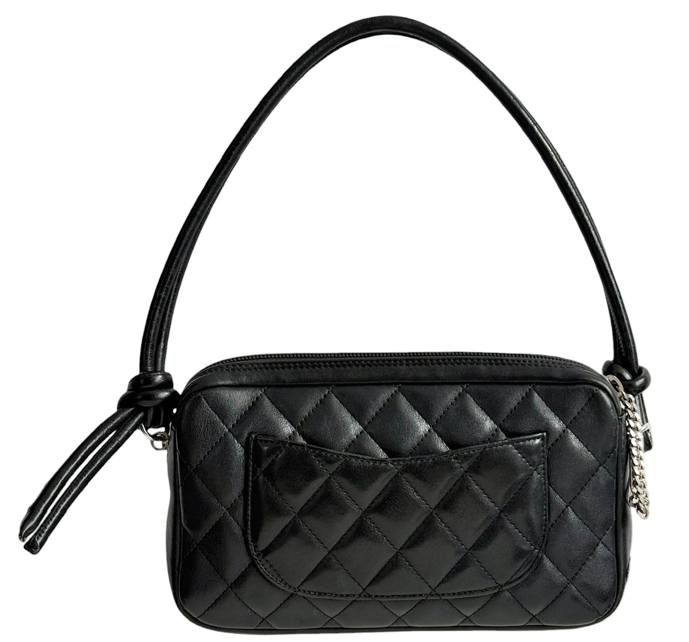 Chanel Vintage 00s Black & White Quilted Lambskin CC Cambon Pochette Shoulder Bag