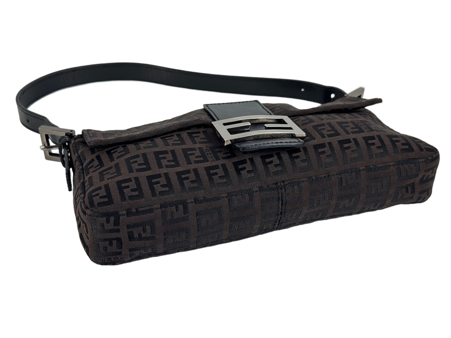 Fendi Vintage Chocolate Brown Zucca Zucchino Monogram Baguette Bag