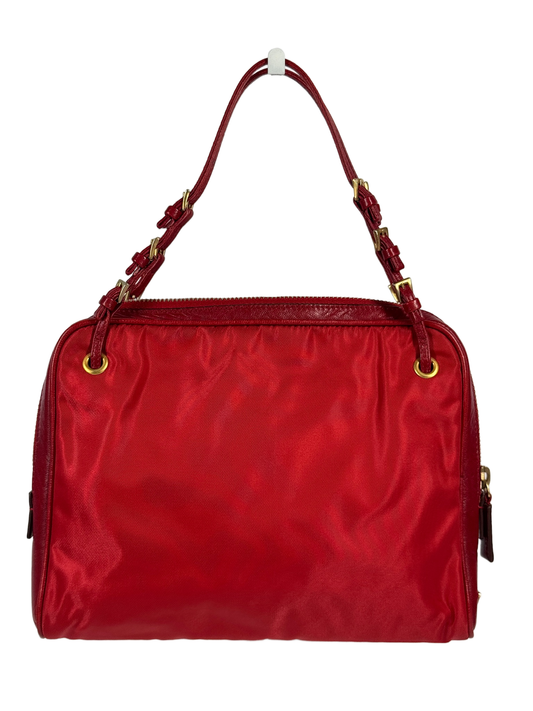 Prada Vintage Red Nylon Mini Top Handle Bag