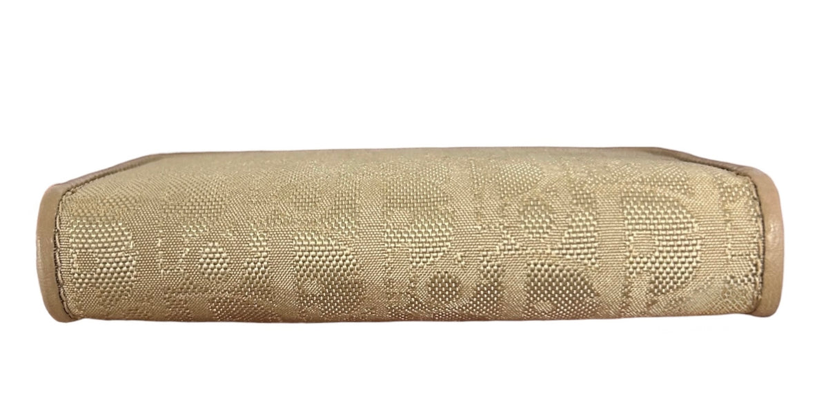Dior Vintage 2007 Beige Diorissimo Trotter Monogram Small Zip Around Wallet with Heart Charm