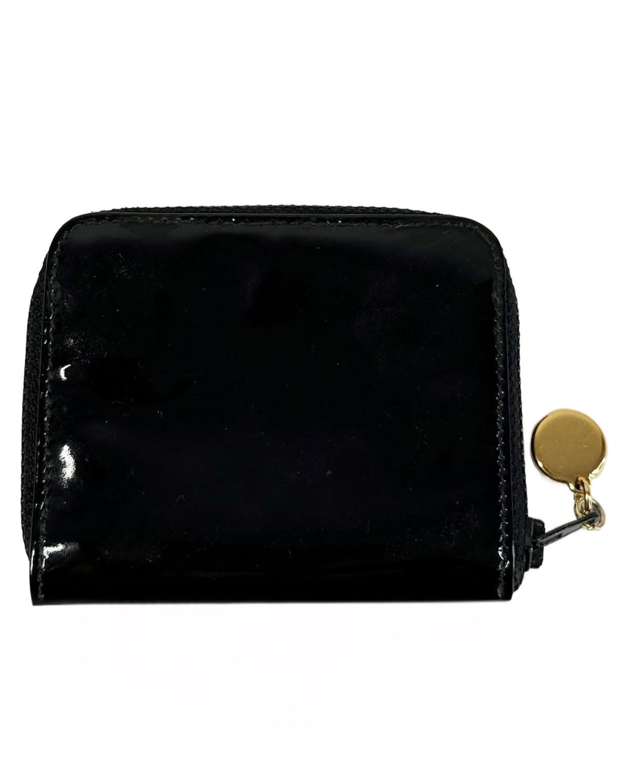 Chanel Vintage Black Patent Leather CC Zip Coin Pouch Wallet