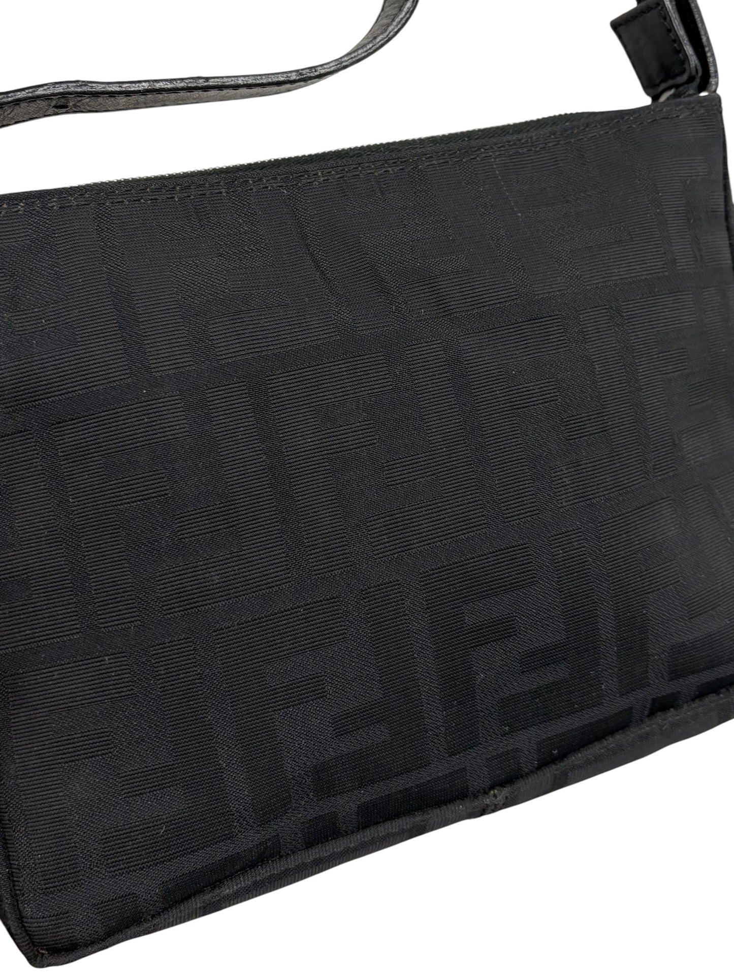 Fendi Vintage Black Zucca Monogram Mini Square Pochette Bag