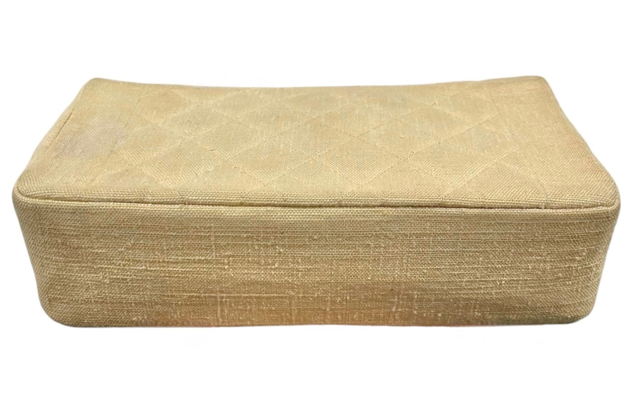 Chanel Vintage 1994 Beige Quilted Linen Medium Diana Flap Bag with 24K GPHW